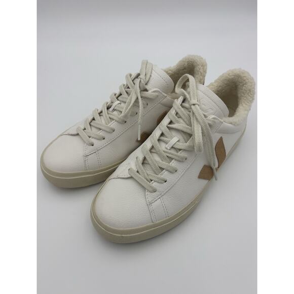 Veja Campo Winter Sneakers Shearling Lined White Leather Tan Suede Size 11 main image 5